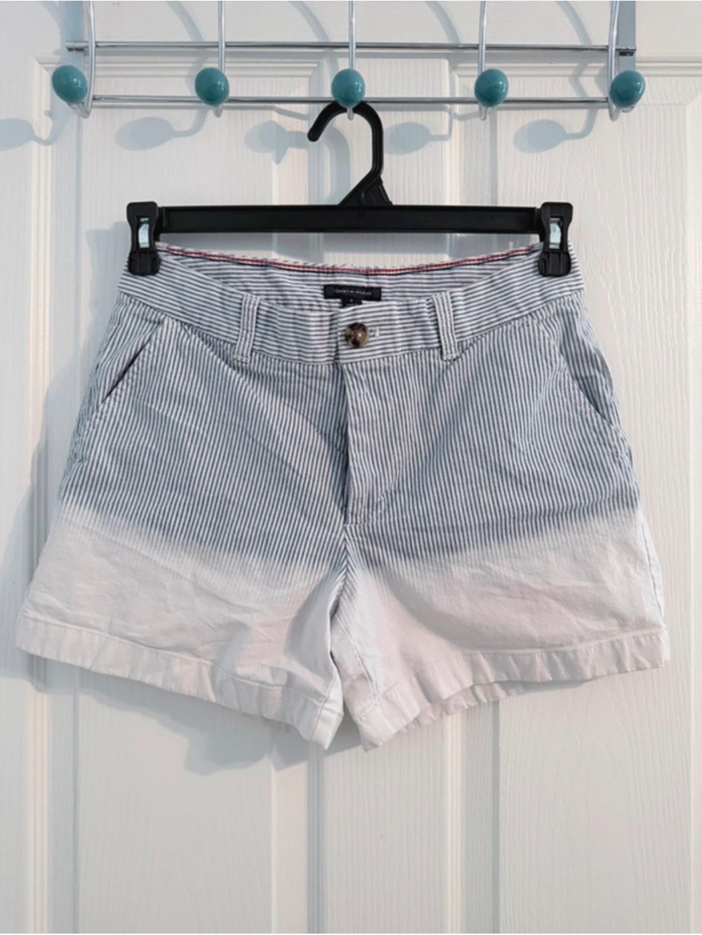 Tommy Hilfiger Blue & White Striped Denim Shorts Size 6